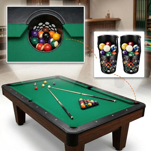Set of 6 Premium Replacement Pool Table Pockets - Large Capacity One-Piece Extended Billiard Ball Baskets with Durable PE Plastic Webbing for Standard Size Tables in Kuwait