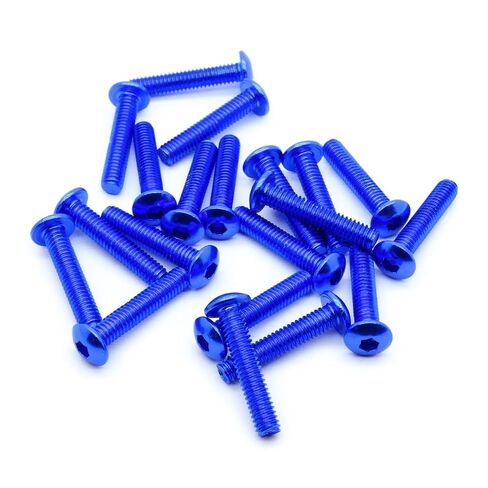 20pcs M4 Button Head Hex Screws Anodized 6063 Aluminum (M4x20mm - Blue) in Kuwait