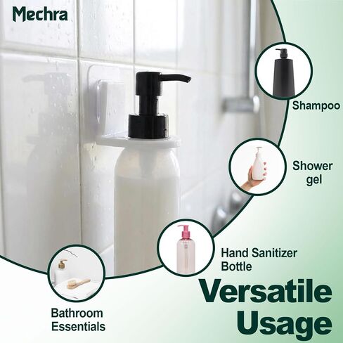 No Drilling Shampoo Bottle Holder Wall Mount (3 Pack) - Adhesive Soap Dispenser Pump Hook Organizer for Bathroom & Kitchen in Kuwait