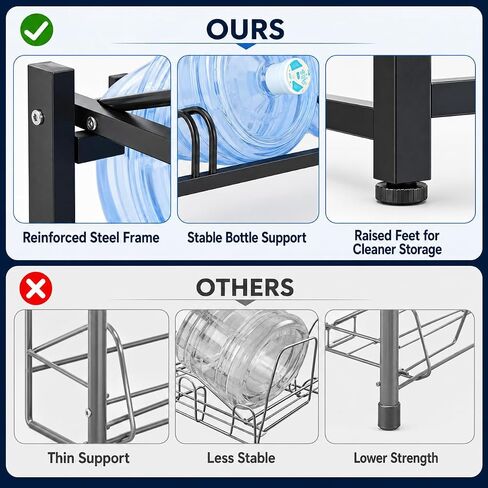5 Gallon Water Dispenser Jug Holder, | Holder Heavy Duty Water Cooler Jug Rack with 2 Carry Handles, 4 Tier Water Storage Rack with 12 Slots for Gallon Jugs in Kuwait
