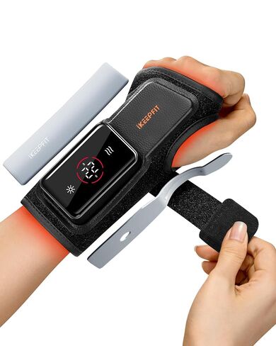 IKEEPFIT MAXease دعامة معصم ساخنة لاسلكية لتخفيف الألم، أكثر دفئًا ومدلك لنفق الرسغ والتهاب المفاصل، وسادة تدفئة معصم محمولة مع جبيرة لمفاصل اليد والدعم الليلي، مقاس M، يمين in Kuwait