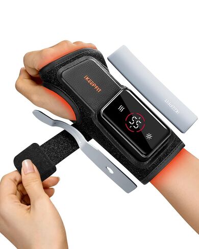 IKEEPFIT MAXease دعامة معصم ساخنة لاسلكية لتخفيف الألم، أكثر دفئًا ومدلك لنفق الرسغ والتهاب المفاصل، وسادة تدفئة معصم محمولة مع جبيرة لمفاصل اليد والدعم الليلي، مقاس M، يمين in Kuwait