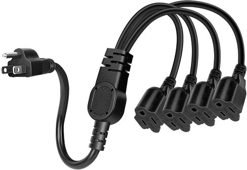 1625W Power Cord Extension Cord Splitter 4 Plug Outdoor Outlet Extender NEMA 5-15P to NEMA 5-15R x4 Cable for Powering Multiple Appliances Simultaneously (1.5FT) in Kuwait