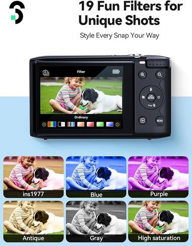 كاميرا Soomfon Digital - MAX 72MP Point و SHOOT Kids Cameras مع تكبير 16x وبطاقة TF 32G وبطاريتين وقارئ البطاقات ، الكاميرا الرقمية الوردية المدمجة للأطفال المراهقين للأطفال in Kuwait