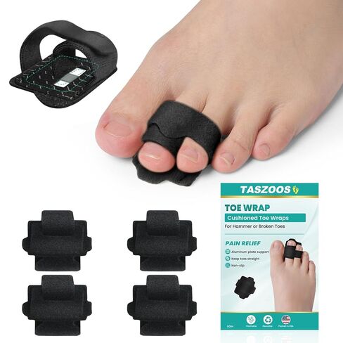 Hammer Toe Straightener for Women & Men, 4Pcs Adjustable Non-Slip Toe Splints Wraps with Aluminum Support, Hammer Toe Corrector for Crooked, Overlapping, Broken Toes in Kuwait