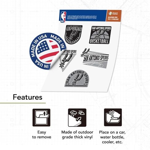 Desert Cactus San Antonio Spurs NBA Officially Licensed Sticker Vinyl Decal Laptop Water Bottle Car Scrapbook (Type 2-2) in Kuwait