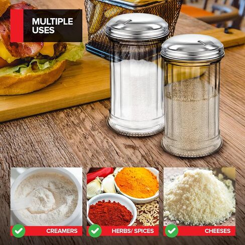 Stock Your Home Glass Sugar Dispenser- Fluted Sugar Pourer with Stainless Steel Self Closing Lid - Crystal Clear Sugar Shaker for Diners, Cafes, Bakeries, Coffee Shops, Restaurants, Kitchens in Kuwait