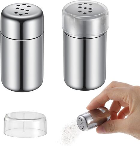 2pcs Travel Salt And Pepper, Stainless Steel Mini Salt Shaker, Travel Size Metal Salts and Pepper Shakers With Lid for Camping, Lunch Box, Leak-Proof in Kuwait