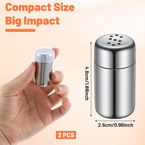 2pcs Travel Salt And Pepper, Stainless Steel Mini Salt Shaker, Travel Size Metal Salts and Pepper Shakers With Lid for Camping, Lunch Box, Leak-Proof in Kuwait