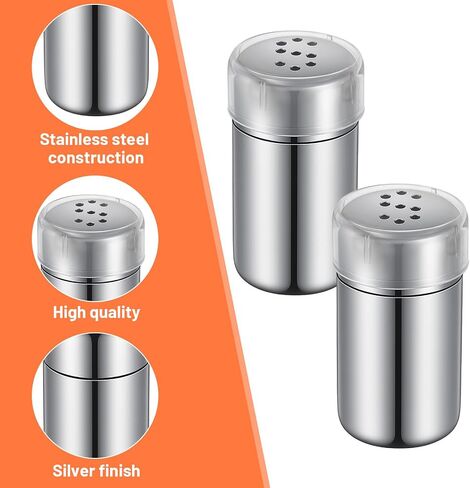 2pcs Travel Salt And Pepper, Stainless Steel Mini Salt Shaker, Travel Size Metal Salts and Pepper Shakers With Lid for Camping, Lunch Box, Leak-Proof in Kuwait