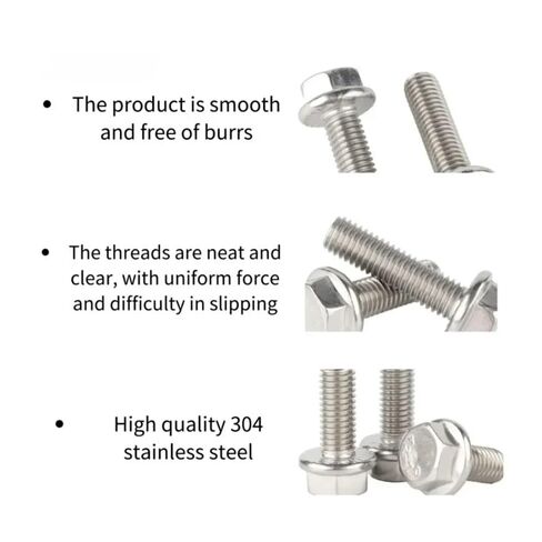 10pcs M6 35mm A2-70 304 Stainless Steel External Hexagon Head with Serrated Flange Cap Screw FOTCFATEV in Kuwait
