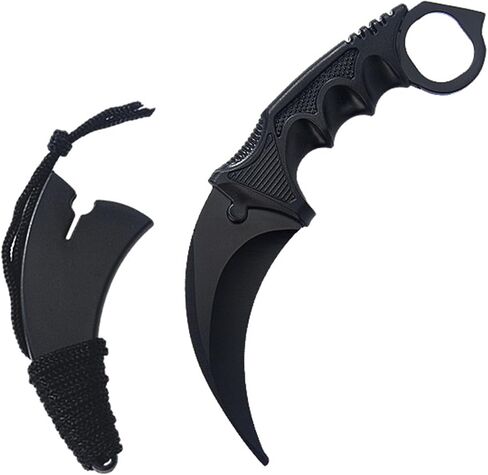 AZHU Karambit Trainer, Unsharpened Blunt Blade Practice Karambit, No Edge Martial Arts Training Tool with Sheath for Beginners and Training Enthusiasts in Kuwait
