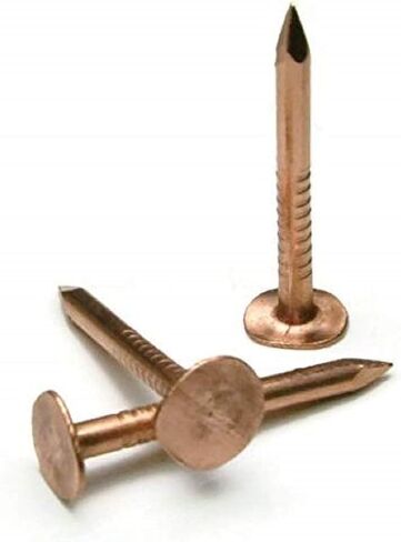 1" Smooth Shank Solid Copper Roofing Nails 10 Gauge USA Made - Qty 50 in Kuwait