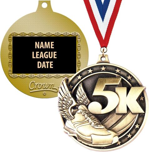 ميداليات 5K، جائزة ميدالية الجري الذهبية 5K مقاس 2 بوصة مع نقش مخصص مجاني in Kuwait