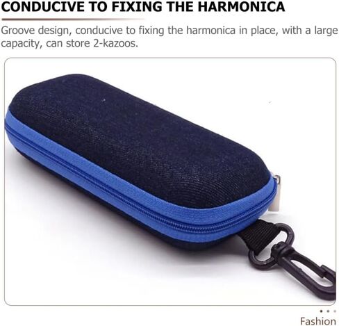 Shockproof Kazoo Storage Case with Zipper, Water Resistant EVA Exterior Holder, Portable Carrying Pouch Organizer for Harmonica Wind Instrument, Travel Gear for Adults in Kuwait