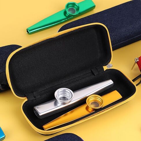 Shockproof Kazoo Storage Case with Zipper, Water Resistant EVA Exterior Holder, Portable Carrying Pouch Organizer for Harmonica Wind Instrument, Travel Gear for Adults in Kuwait