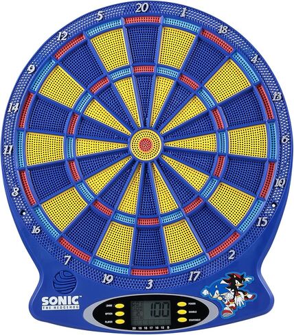 Sonic The Hedgehog Electronic Dartboard Set with Digital Scoring, Multiple Game Modes, LED Display, Soft Tip Darts Included, Indoor Family Game for Adults & Kids in Kuwait