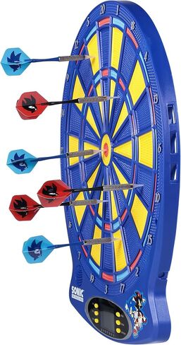 Sonic The Hedgehog Electronic Dartboard Set with Digital Scoring, Multiple Game Modes, LED Display, Soft Tip Darts Included, Indoor Family Game for Adults & Kids in Kuwait