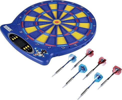 Sonic The Hedgehog Electronic Dartboard Set with Digital Scoring, Multiple Game Modes, LED Display, Soft Tip Darts Included, Indoor Family Game for Adults & Kids in Kuwait