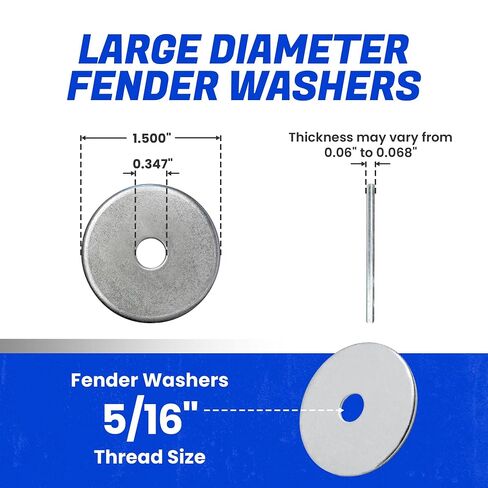 Fastenere Fender Washers 5/16 x 1-1/2" (250 Pack), Large Diameter, 18-8 Stainless Steel Plain Finish, Corrosion Resistant, High Tensile Strength Metal Hardware for Automotive and Construction Projects in Kuwait