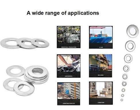 (560 pcs) Flat Washers, 304 Stainless Steel Flat Washer, Gasket Combination, 9 Different Sizes Wide Washing M2 M2.5 M3 M4 M5 M6 M8 M10 M12 in Kuwait