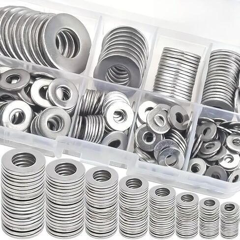 180PCS Stainless Steel Flat Washers Assortment Kit, M2 M2.5 M3 M4 M5 M6 M8 M10 Metric Set – Hardware Fasteners for Home Repair, DIY, Factory & Outdoor Construction in Kuwait