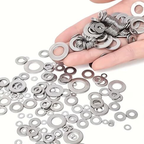 180PCS Stainless Steel Flat Washers Assortment Kit, M2 M2.5 M3 M4 M5 M6 M8 M10 Metric Set – Hardware Fasteners for Home Repair, DIY, Factory & Outdoor Construction in Kuwait