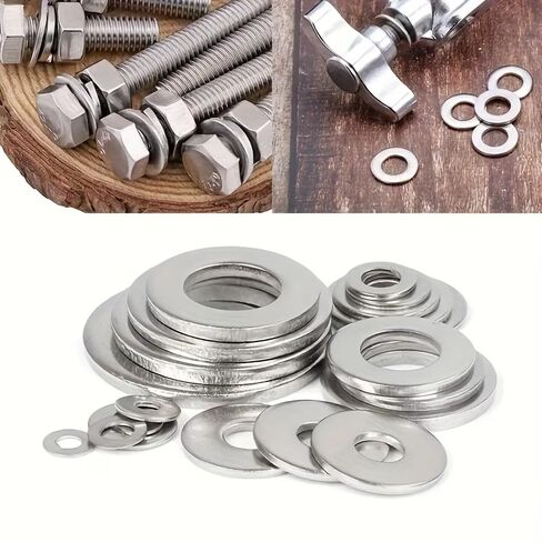 180PCS Stainless Steel Flat Washers Assortment Kit, M2 M2.5 M3 M4 M5 M6 M8 M10 Metric Set – Hardware Fasteners for Home Repair, DIY, Factory & Outdoor Construction in Kuwait