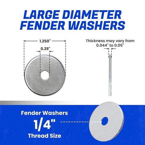 Fastenere Fender Washers 1/4 x 1-1/4" (100 Pack), Large Diameter, 18-8 Stainless Steel Plain Finish, Corrosion Resistant, High Tensile Strength Metal Hardware for Automotive and Construction Projects in Kuwait