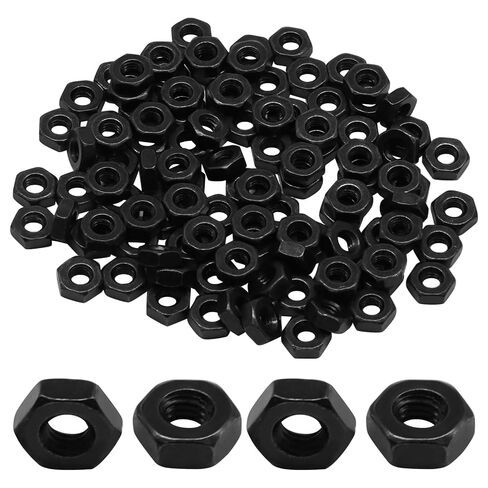 Bivethoi 100pcs Black M2.5-0.45mm Hex Nuts, Carbon Steel Hexagon Small Nuts Fasteners, Grade 4.8 Hex Nut for DIY Projects/Mechanics in Kuwait