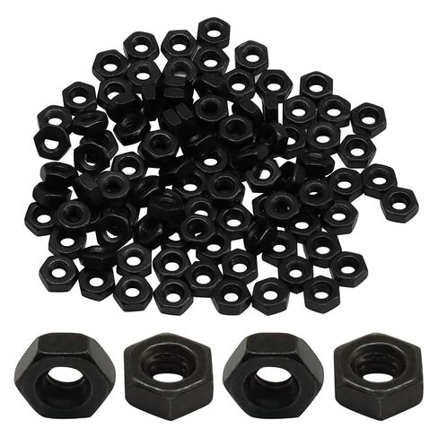 Bivethoi 100pcs Black M2.5-0.45mm Hex Nuts, Carbon Steel Hexagon Small Nuts Fasteners, Grade 4.8 Hex Nut for DIY Projects/Mechanics in Kuwait