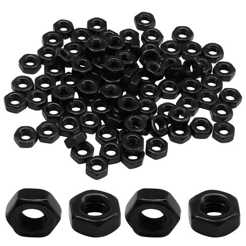Bivethoi 100pcs Black M2.5-0.45mm Hex Nuts, Carbon Steel Hexagon Small Nuts Fasteners, Grade 4.8 Hex Nut for DIY Projects/Mechanics in Kuwait