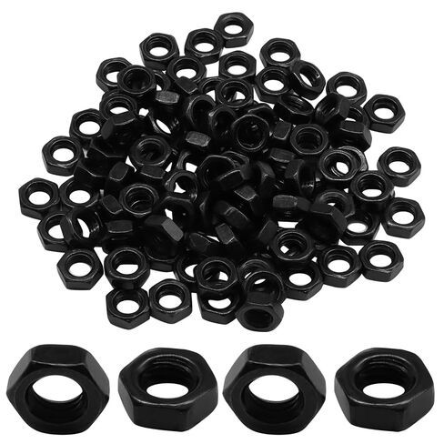 Bivethoi 100pcs Black M2.5-0.45mm Hex Nuts, Carbon Steel Hexagon Small Nuts Fasteners, Grade 4.8 Hex Nut for DIY Projects/Mechanics in Kuwait