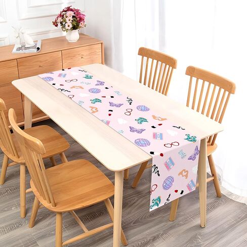 Vohado Era's Party Table Runner الفتاة الموسيقى حفلة عيد ميلاد الديكور المغني العازبة الزفاف دش غرفة الطعام المنزل مطبخ جزيرة ديكور in Kuwait
