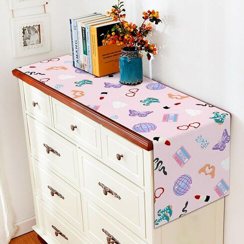 Vohado Era's Party Table Runner الفتاة الموسيقى حفلة عيد ميلاد الديكور المغني العازبة الزفاف دش غرفة الطعام المنزل مطبخ جزيرة ديكور in Kuwait