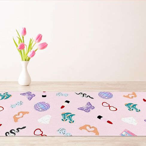 Vohado Era's Party Table Runner الفتاة الموسيقى حفلة عيد ميلاد الديكور المغني العازبة الزفاف دش غرفة الطعام المنزل مطبخ جزيرة ديكور in Kuwait