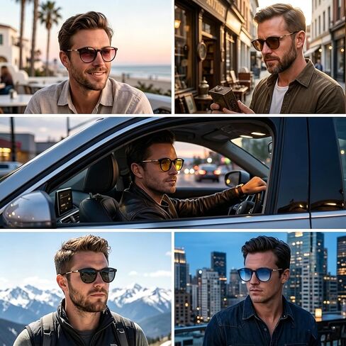 Magnetic 5Pcs Clip-On Sunglasses Set for Men and Women -for Dad Fathers Day gift– Retro Polarized UV Protection Eyewear & Magnetic Eyeglasses Frames for Night Driving & Fishing in Kuwait