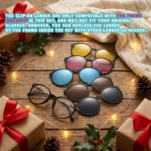 Magnetic 5Pcs Clip-On Sunglasses Set for Men and Women -for Dad Fathers Day gift– Retro Polarized UV Protection Eyewear & Magnetic Eyeglasses Frames for Night Driving & Fishing in Kuwait