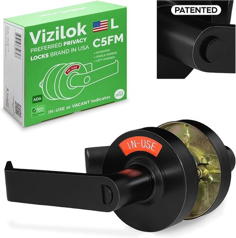 متوافق مع VIZILOK ADA، قفل خصوصية لمؤشر الخروج الفردي C5FS-L متين ANSI من الدرجة 2، تجاري غير قابل للعكس، يستخدم باليد اليسرى أو رافعة زر ضغط شاغرة - كروم ساتان in Kuwait