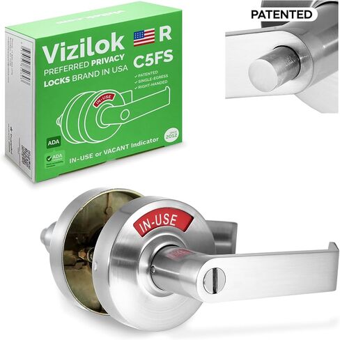 متوافق مع VIZILOK ADA، قفل خصوصية لمؤشر الخروج الفردي C5FS-L متين ANSI من الدرجة 2، تجاري غير قابل للعكس، يستخدم باليد اليسرى أو رافعة زر ضغط شاغرة - كروم ساتان in Kuwait