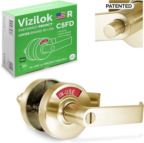 متوافق مع VIZILOK ADA، قفل خصوصية لمؤشر الخروج الفردي C5FS-L متين ANSI من الدرجة 2، تجاري غير قابل للعكس، يستخدم باليد اليسرى أو رافعة زر ضغط شاغرة - كروم ساتان in Kuwait