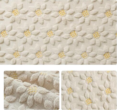 Artoid Mode Beige Soft Plush Faux Fur Jacquard Embroidery Sunflower Spring Table Runner, Kitchen Dining Table Decoration for Home Party Decor 13x72 Inch in Kuwait
