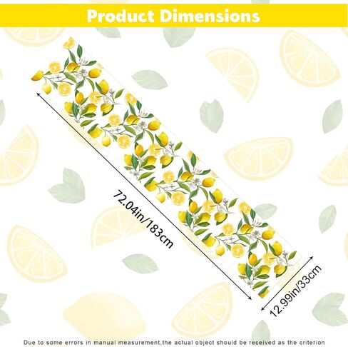 Lemon Table Runner - 13 x 72 Inch Summer Table Runner for Summer Party Decor, Linen Summer Table Runner with Lemon Decorations for Dining, Picnic, and Outdoor Events in Kuwait