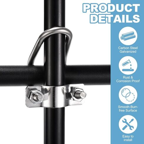 HARFINGTON 2pcs Cross Pipe Clamp 20mm x 20mm (0.79") M6 304 Stainless Steel U-Shaped Tube Buckle Crossover Steel Pipe Connector for Farm Greenhouse Awning Frames Nursery Fence in Kuwait