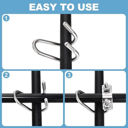 HARFINGTON 2pcs Cross Pipe Clamp 20mm x 20mm (0.79") M6 304 Stainless Steel U-Shaped Tube Buckle Crossover Steel Pipe Connector for Farm Greenhouse Awning Frames Nursery Fence in Kuwait