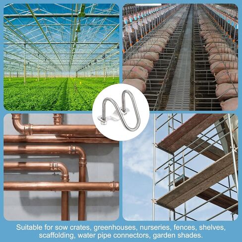 HARFINGTON 2pcs Cross Pipe Clamp 20mm x 20mm (0.79") M6 304 Stainless Steel U-Shaped Tube Buckle Crossover Steel Pipe Connector for Farm Greenhouse Awning Frames Nursery Fence in Kuwait
