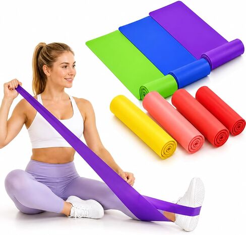 Resistance Bands Natural Rubber Elastic Stretch 3/6 Pack Lightweight Strength for Yoga, Pilates, Home Gym, Travel in Kuwait