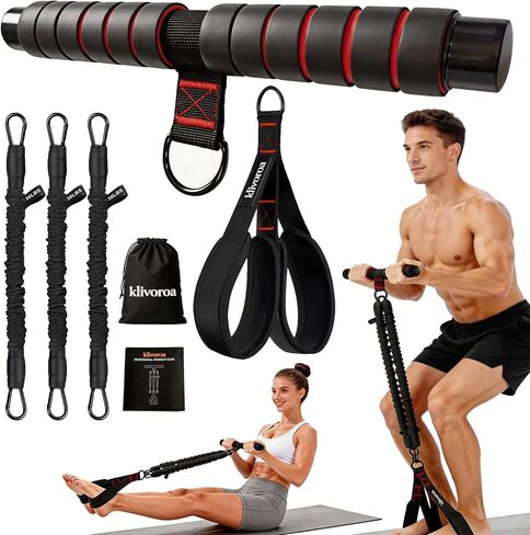 Foot Pedal Resistance Band with Handle, Adjustable 30-90lbs, 3 Tube Sit Up Exercise Equipment for Women, Home Workout for Abs, Core, Legs & Arms in Kuwait