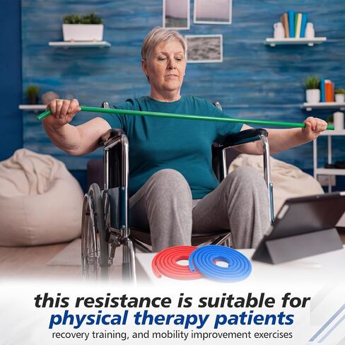 3 Roll Resistance Tube Bands, Heavy Duty Exercise Bands Light Medium Heavy, 10ft Long Latex Workout Tubing for Strength Training, Lower Pilates, Home Gym Fitness in Kuwait