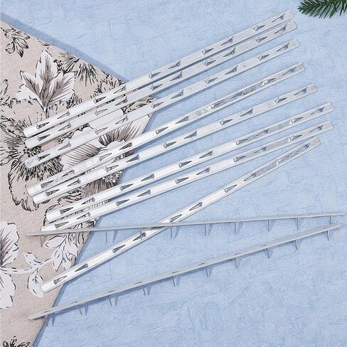 SUPERFINDINGS 25Pcs 13.7x0.45inch Metal Tack Strips Sofa Rack with Nail Iron Bar Fangs Silver Galvanized Sofa Accessories Fabric Reupholstery Supplies for Furniture Couch Chair in Kuwait